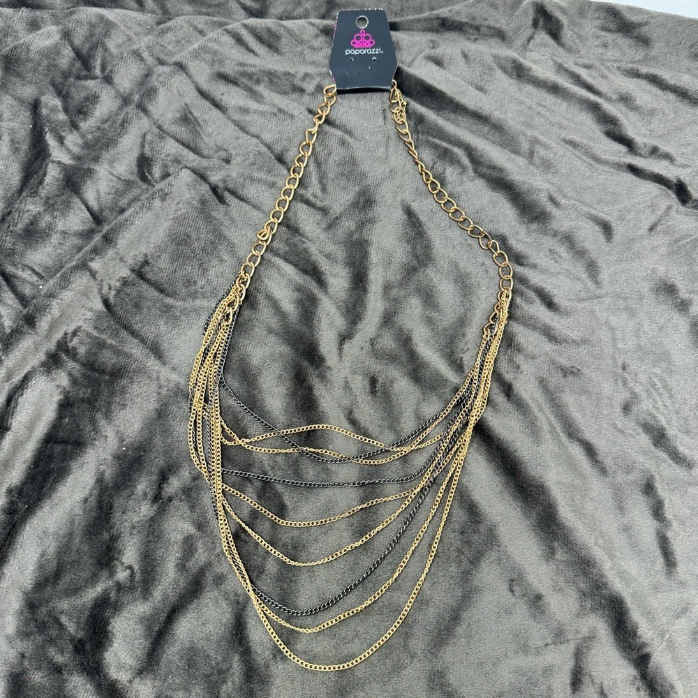 Paparazzi Copper, Gold and Black Metal Necklace